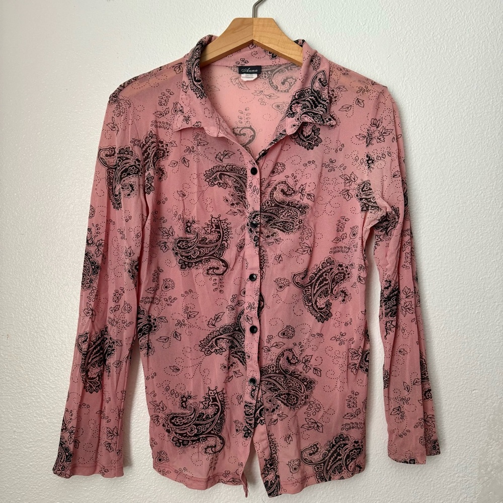 Vintage Sheer Paisley Print Blouse